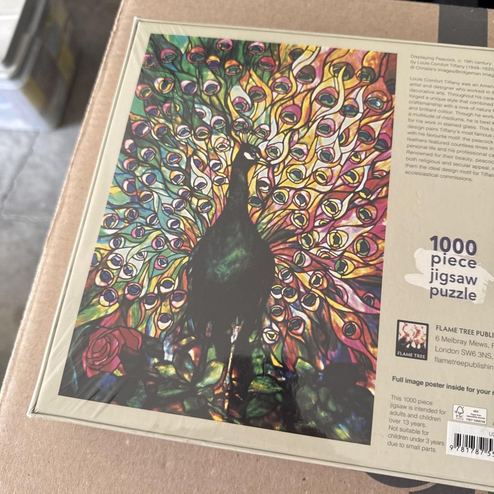 Adult Jigsaw Louis Comfort Tiffany: Displaying Peacock: 1000 piece jigsaw (1000- - Picture 4 of 4